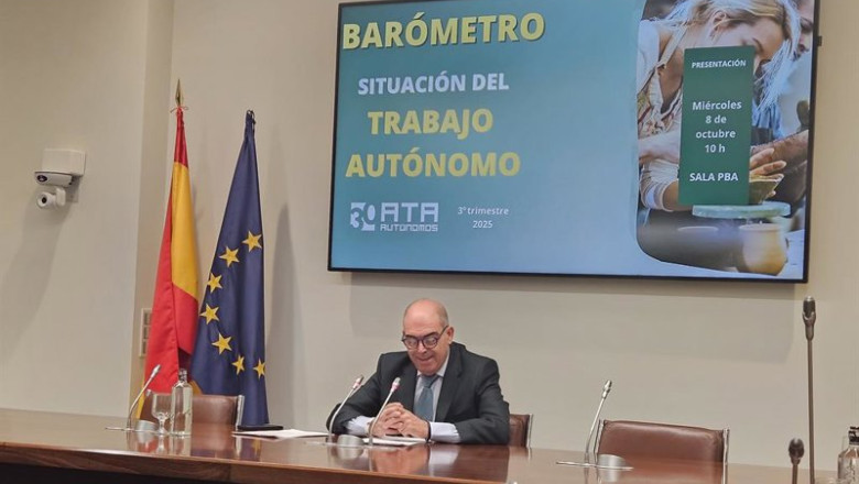 El presidente de ATA, Lorenzo Amor, durante la presentación del Barómetro de la entidad correspodiente al tercer trimestre de 2025. | EUROPA PRESS ep el presidente de ata lorenzo amor durante la presentacion del barometro de la entidad