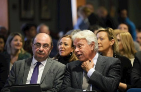 ep el presidente del gobierno de aragon javier lamban y el expresidente felipe gonzalez durante la