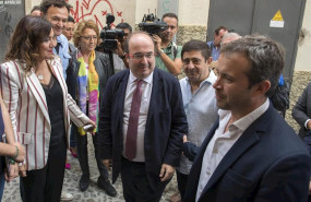 ep el primer secretario del psc miquel iceta llegando a la reunion del comite electoral local del