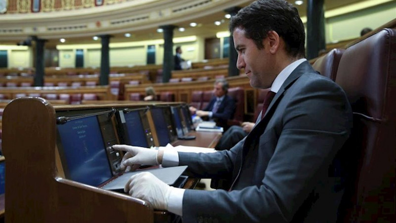 El secretario general del PP, Teodoro García Egea, durante el pleno celebrado este miércoles en el Congreso de los Diputados en Madrid. Además de la convalidación de los decretos económicos para paliar las consecuencias sociales de la pandemia del coronav | Pool ep el secretario general del pp teodoro garcia egea durante el pleno celebrado este miercoles en el