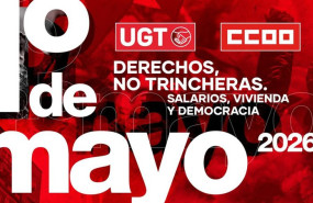 ep cartel del 1 de mayo con el lema para 2026 derechos no trincheras salarios vivienda y democracia