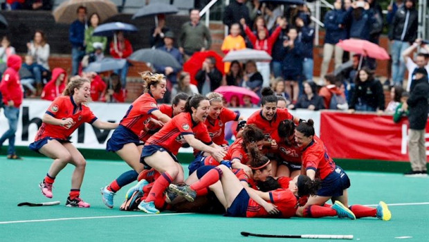 ep las jugadoras de la real sociedad de hockey hierba celebran su titulo de liga en 2018
