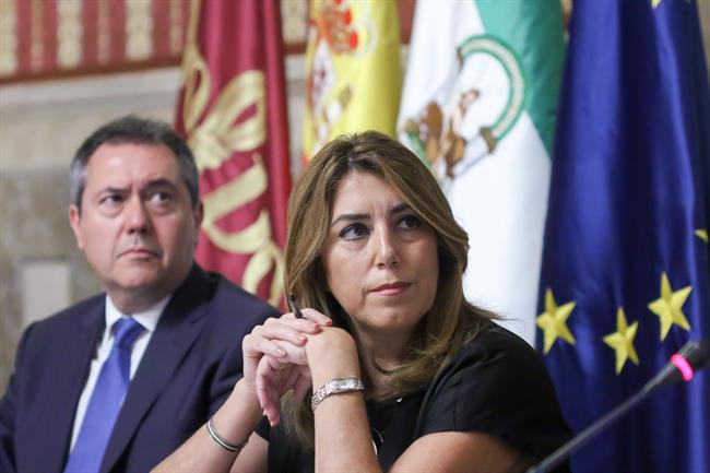 Susana Díaz y Juan Espadas, en la presentación de la Semana del Espacio | EUROPA PRESS ep susana diazjuan espadas enpresentacionla semanaespacio