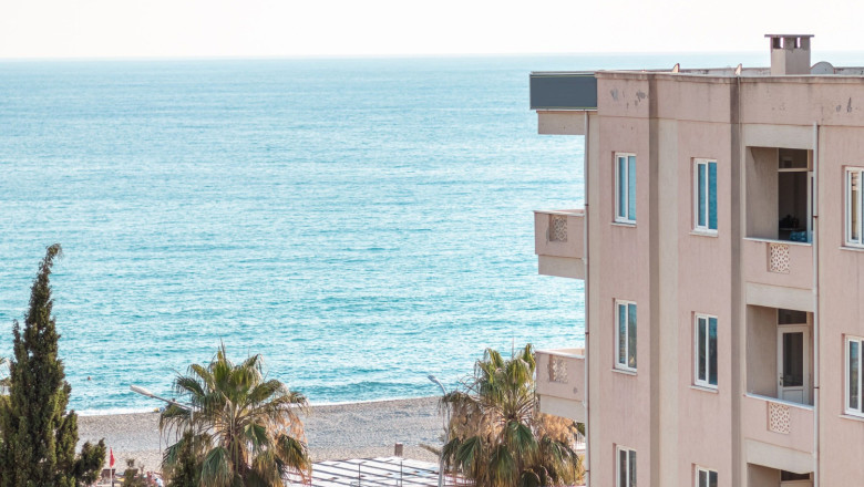 view apartment buildings seafront 