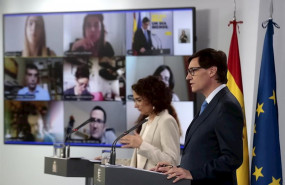 ep el ministro de sanidad salvador illa y la portavoz del gobierno y ministra de hacienda maria