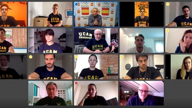 ep imagen de la videollamada del coe y la ucam con deportistas olimpicos