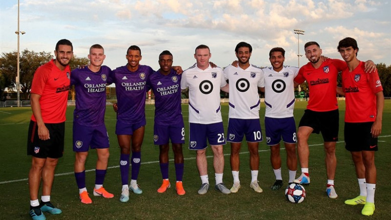 Koke, Joao Felix y Héctor Herrera con el resto de equipos del concurso de habilidades del All Star de la MLS | ÁNGEL GUTIÉRREZ ep koke joao felixhector herrerarestoequiposconcursohabilidadesall starla mls