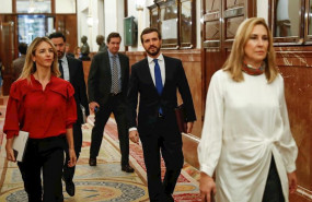ep la portavoz del grupo popular cayetana alvarez de toledo y el lider del pp pablo casado