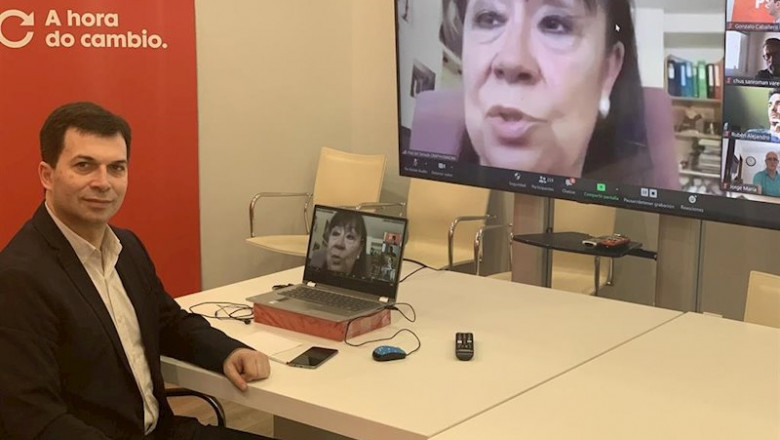 El líder del PSdeG, Gonzalo Caballero, en un encuentro virtual con su militancia y la presidenta del PSOE, Cristina Narbona | PSDEG ep el lider del psdeg gonzalo caballero en un encuentro virtual con su militancia y la presidenta
