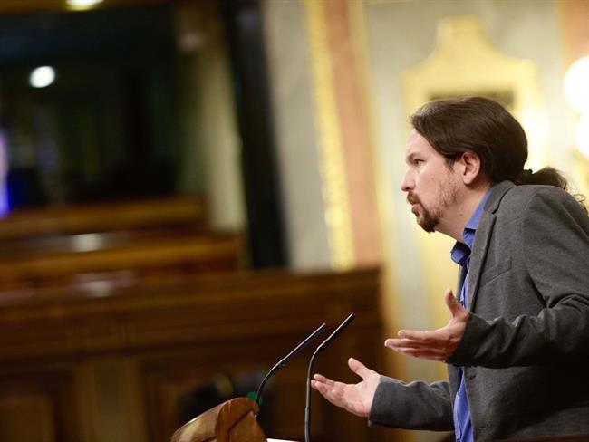 El portavoz de Unidos Podemos, Pablo Iglesias, en la tribuna del Congreso | CONGRESO ep portavozunidos podemos pablo iglesias entribunacongreso