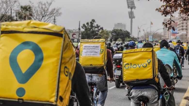 ep repartidores manifestandose contra la ley rider