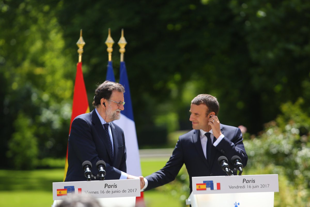 Mariano Rajoy, presidente de España, y Emmanuel Macron, presidente de Francia. | Twitter (@marianorajoy) rajoy macron