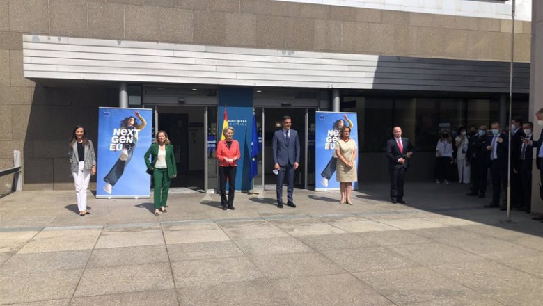 Encuentro entre la presidenta de la Comisión Europea, Ursula von der Leyen, y el presidente del Gobierno, Pedro Sánchez el 16/06/2021 para anunciar la aprobación del plan de recuperación de España. | LA MONCLOA ep 2021 para anunciar la aprobacion del plan de recuperacion de espana