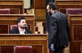 ep el portavoz de erc gabriel rufian vicepresidenta i durante el pleno extraordinario para explicar