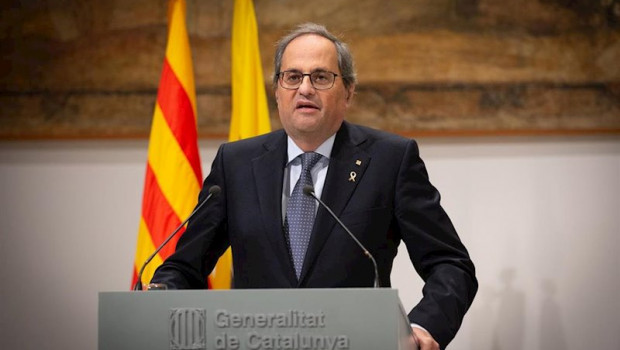 ep el presidente de la generalitat quim torra compadece ante los medios tras reunirse con el