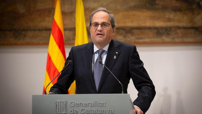 ep el presidente de la generalitat quim torra compadece ante los medios tras reunirse con el