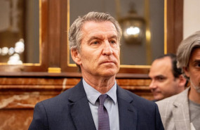 ep el presidente del partido popular alberto nunez feijoo a su salida de una sesion plenaria en el