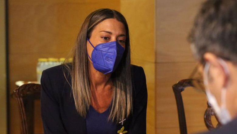 ep la portavoz parlamentaria de junts per catalunya miriam nogueras durante una reunion con el ep la portavoz parlamentaria de junts per catalunya miriam nogueras durante una reunion con el