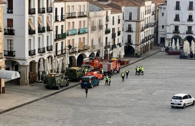 ep la ume llega a caceres para desinfectar las principales vias y espacios publicos