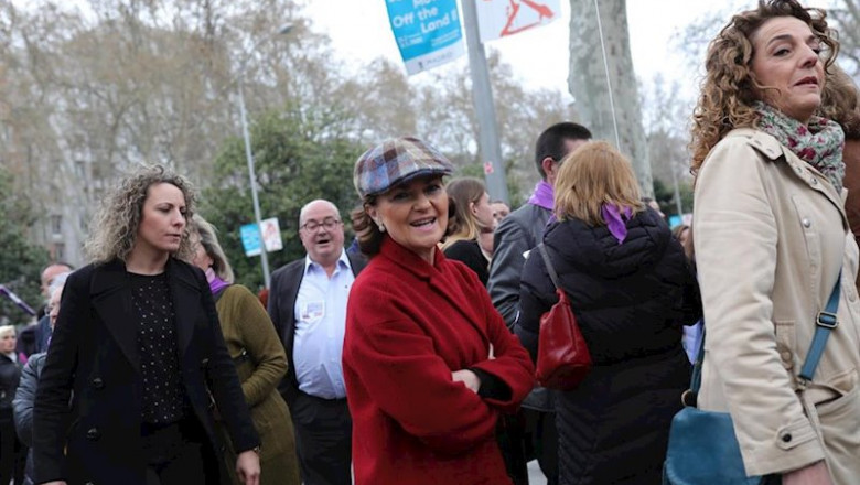 ep la vicepresidenta primera del gobierno carmen calvo en los momentos previos a la manifestacion