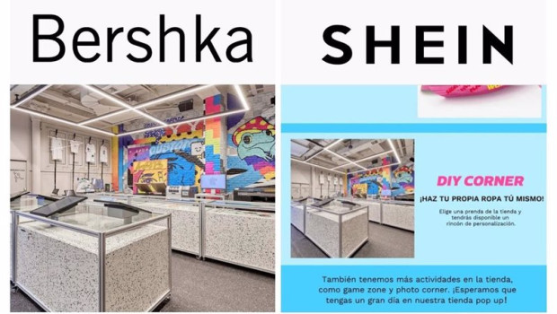 ep shein utiliza una imagen de una tienda de bershka para ilustrar la apertura de su pop up store en