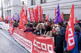 ep archivo varias personas sostienen una pancarta y banderas de ccoo en una protesta en favor de ep archivo varias personas sostienen una pancarta y banderas de ccoo en una protesta en favor de