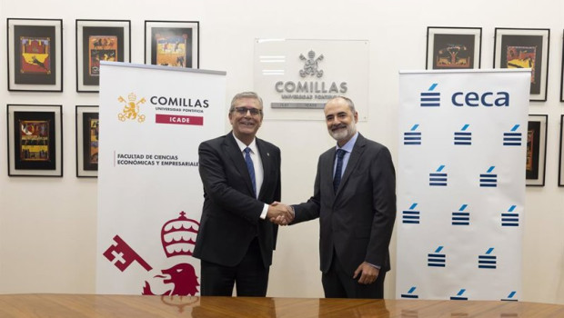 ep el director general de ceca dcha antonio romero y el rector de comillas antonio allende en la