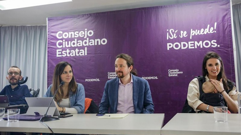 El secretrario general de Podemos, Pablo Iglesias, junto a los dirigentes Irene Montero, Ione Belarra y Pablo Echenique, en una reunión del Consejo Ciudadano | Ricardo Rubio - Europa Press - Archivo ep el secretrario general de podemos pablo iglesias junto a los dirigentes irene montero ione