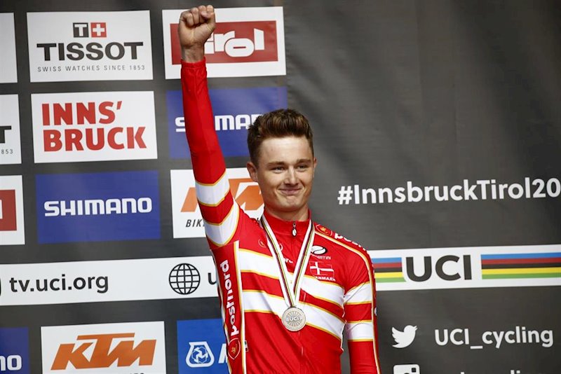 ep mathias norsgaard con su bronce en la crono sub-23 del mundial de ciclismo de 2018