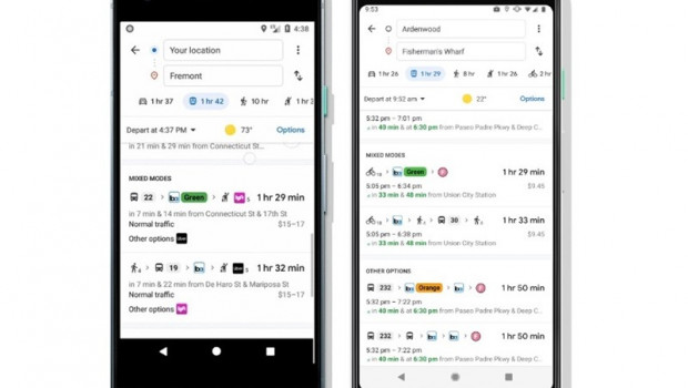 ep nuevas opciones de viaje compartido y bicicleta en las indicaciones de transporte publico