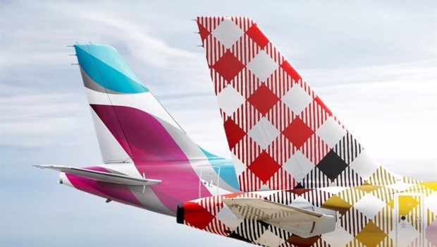 ep colas de aviones de eurowings y volotea