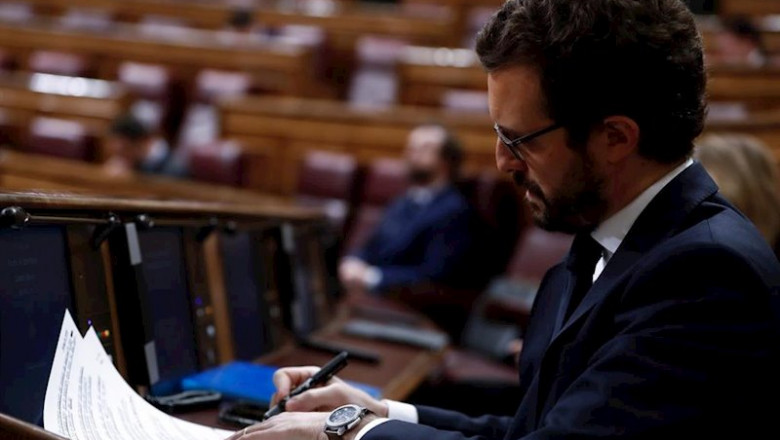 ep el lider del pp pablo casado momentos antes del inicio del pleno del congreso que este jueves que