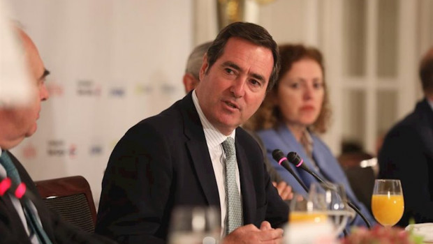 ep el president de la ceoe antonio garamendi durant la intervencio en els esmorzars informatius