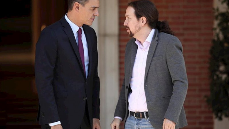 El presidente del Gobierno, Pedro Sánchez y el líder de Podemos, Pablo Iglesias. | Eduardo Parra - Europa Press ep el presidente del gobierno pedro sanchez y el lider de podemos pablo iglesias momentos antes de