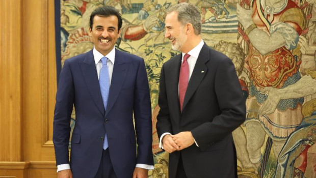 ep el rey felipe y el emir de catar tamim bin hamad al thani llegan a la audiencia celebrada en el