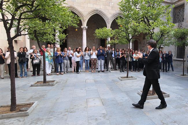 El presidente de la Generalitat, Carles Puigdemont, antes del Consell Executiu. | GENERALITAT/R. MORENO ep presidentela generalitat carles puigdemont antes consell executiu