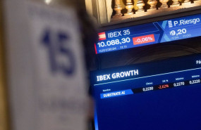 ep un panel del ibex 35 en el palacio de la bolsa de madrid a 15 de enero de 2024 en madrid espana
