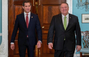 ep el autoproclamado presidente encargado de venezuela juan guaido y el secretario de estado de