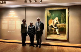 ep el director del museo nacional del prado miguel falomir y la alcaldesa de gijon ana gonzalez ante