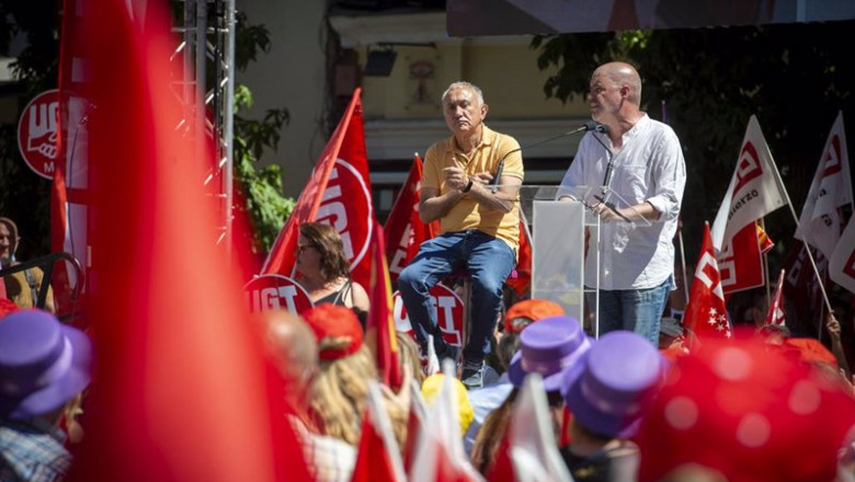 ep el secretario general de ccoo unai sordo d y el de ugt pepe alvarez i en una imagen de archivo