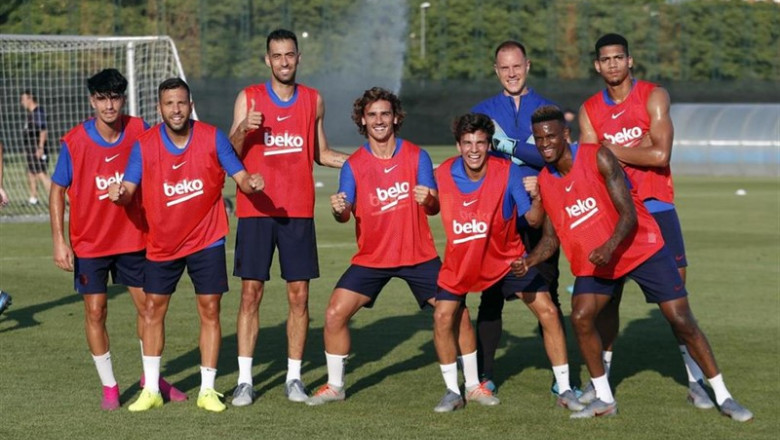 Griezmann, Neto, De Jong y Abe, en la primera convocatoria de pretemporada del Barça. | @FCBARCELONA ep griezmann neto de jongabe enprimera convocatoriapretemporadabara