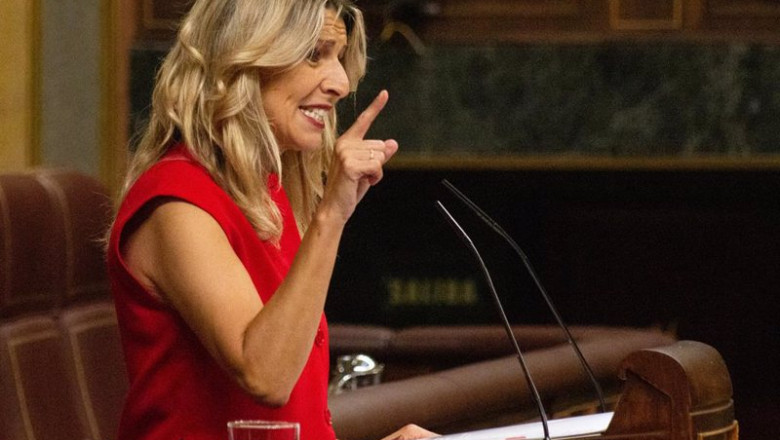 ep la vicepresidenta segunda yolanda diaz interviene durante las interpelaciones en una sesion
