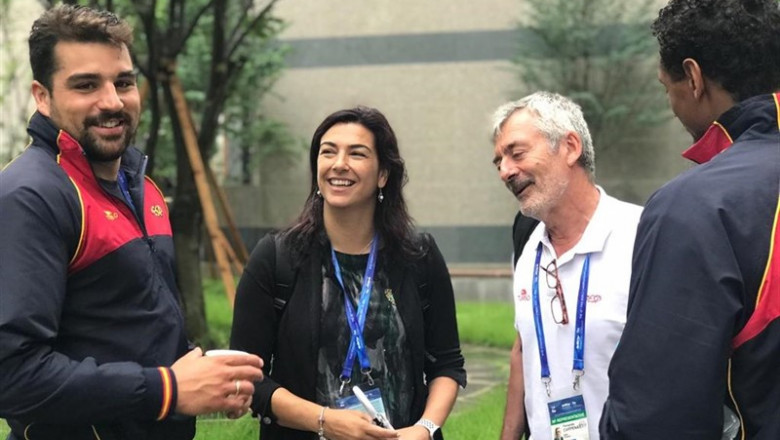 María José Rienda visita a los deportistas españoles en el Mundial de natación. | CSD ep maria jose rienda visitalos deportistas espanolesmundialnatacion