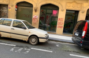 ep pintadas en apoyo al preso de eta patxi ruiz en el batzoki de la parte vieja de san sebastian