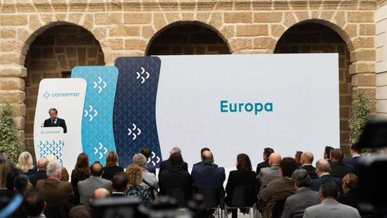 ep el presidente de conxemar presentando la nueva imagen de marca en cadiz