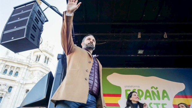 ep el presidente de vox santiago abascal durante la concentracion convocada por la plataforma espana