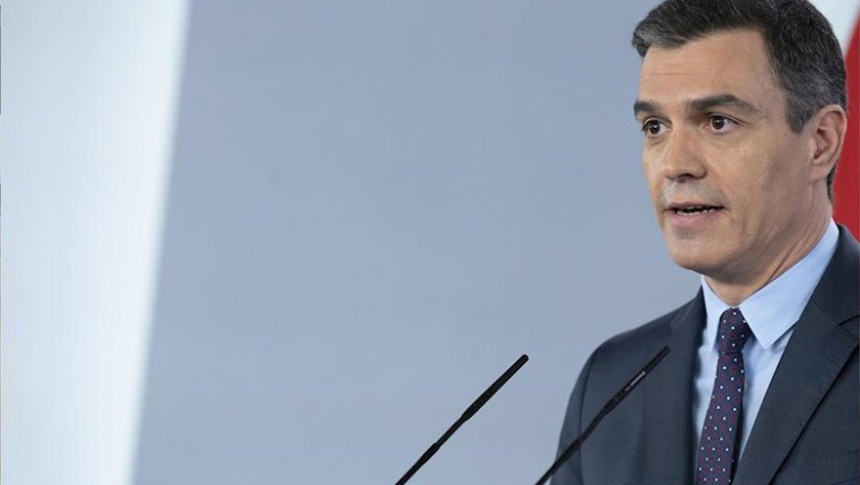 Moncloa ep el presidente del gobierno pedro sanchez durante una rueda de prensa en el palacio de la moncloa
