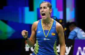 ep la espanola carolina marin celebra un punto en la final del mundial de badminton de 2018