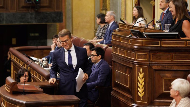 ep el lider del pp y candidato a la presidencia del gobierno alberto nunez feijoo durante la primera