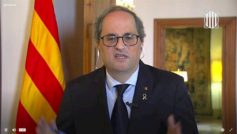 ep el presidente de la generalitat quim torra en rueda de prensa telematica con medios